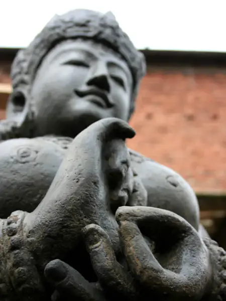 Product image 2 of the product “Standing Dewi Sri, cast stone, 153cm height, , Antique Finish ”